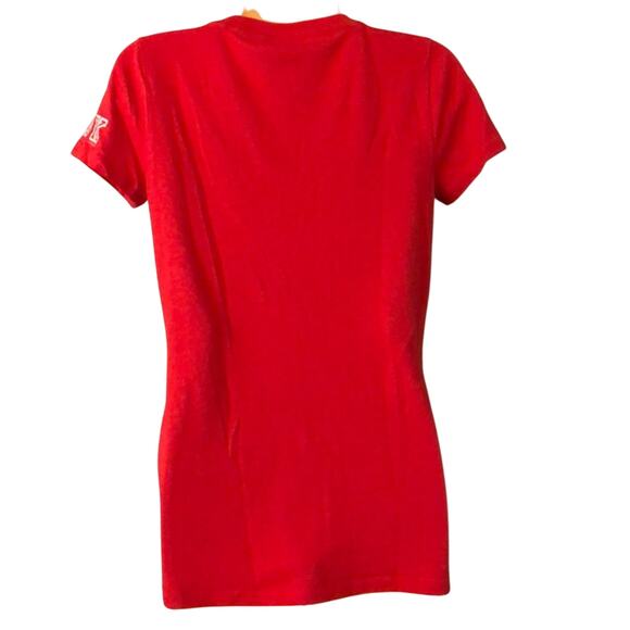 Pink VS Collegiate Collegiate Red V-neck top Silver Letter Woman Size Small - Picture 2 of 6